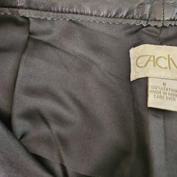 Vtg Y2k CACHE Womens 100% Leather Pants Size 8 Black Bootcut Retro Rock Boho - Picture 11 of 11